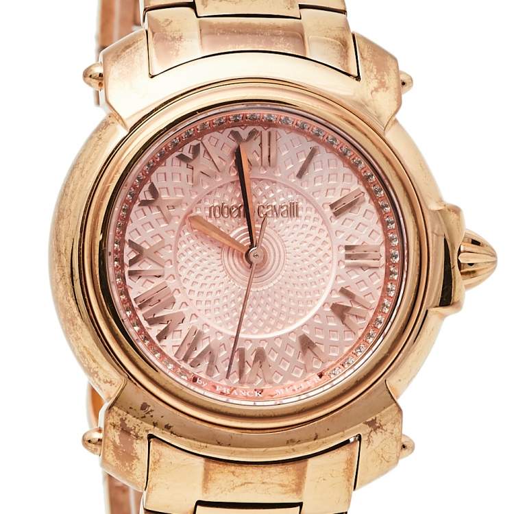 Pre Owned Roberto Cavalli By Franck Muller Rose Gold Tone Stainless Steel 1L005 Women's Wristwatch 35 mm