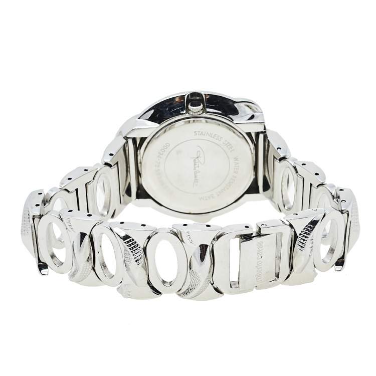 Pre Owned Roberto Cavalli Silver Stainless Steel Snake R7253165515 Women's Wristwatch 37 mm