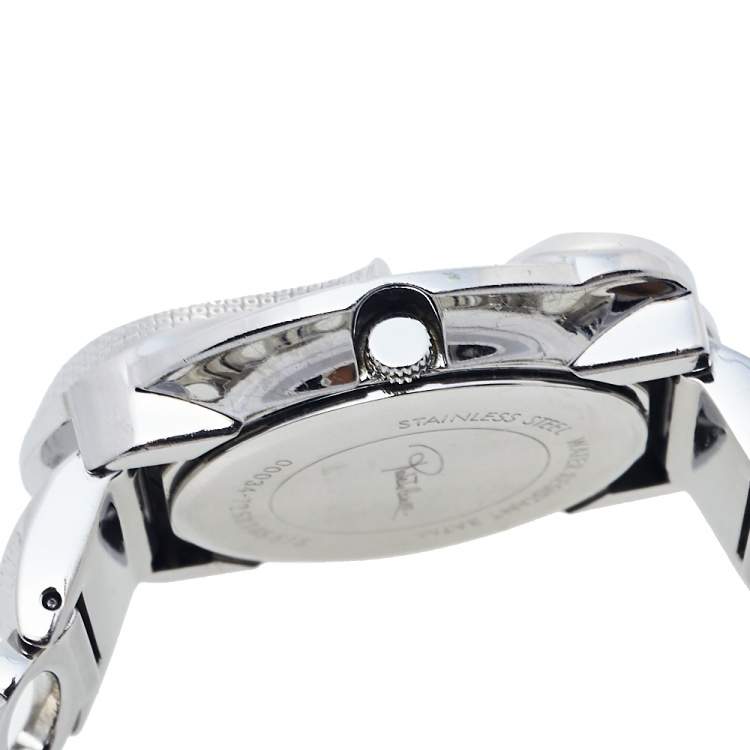 Pre Owned Roberto Cavalli Silver Stainless Steel Snake R7253165515 Women's Wristwatch 37 mm