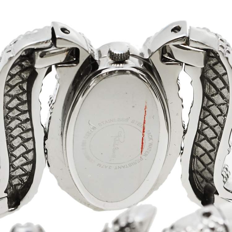 Pre Owned Roberto Cavalli Silver Stainless Steel Cleopatra R7253195615 Women's Wristwatch 40 mm