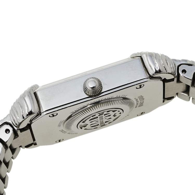 Pre Owned Roberto Cavalli By Franck Muller Silver Stainless Steel Diamonds 2L003 Women's Wristwatch 21 mm