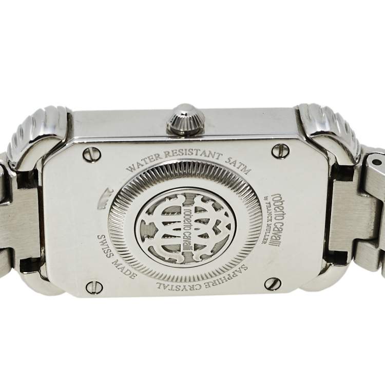 Pre Owned Roberto Cavalli By Franck Muller Silver Stainless Steel Diamonds 2L003 Women's Wristwatch 21 mm