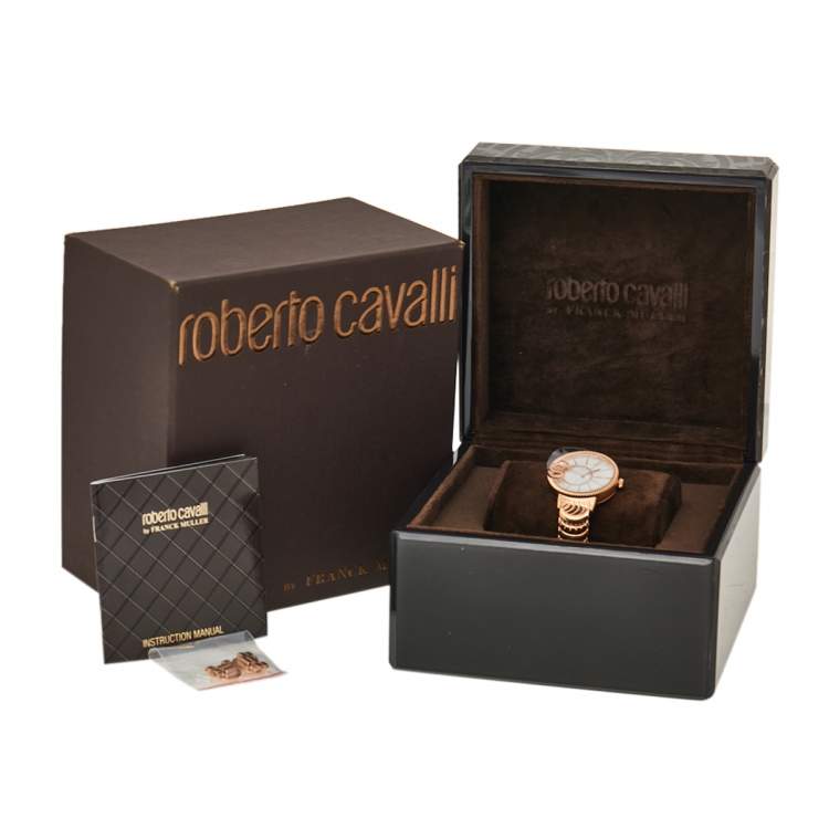Pre Owned Roberto Cavalli By Franck Muller Mother of Pearl Gold Plated Stainless Steel Snake 2L022.6 Women's Wristwatch 34 mm