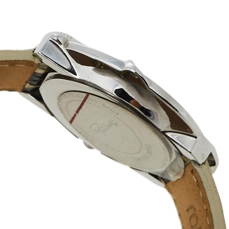 Pre Owned Roberto Cavalli Brown Stainless Steel Python Leather Snake SWL010 Women's Wristwatch 37 mm