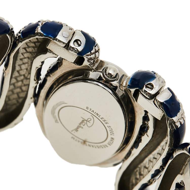 Pre Owned Roberto Cavalli Silver Stainless Steel Cleopatra R7253195635 Women's Wristwatch 40 mm