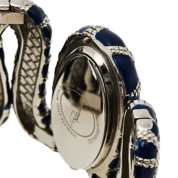 Pre Owned Roberto Cavalli Silver Stainless Steel Cleopatra R7253195635 Women's Wristwatch 40 mm