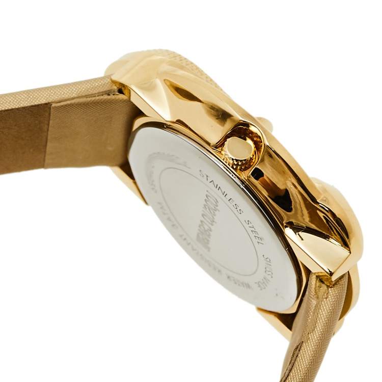 Pre Owned Roberto Cavalli Gold Plated Stainless Steel Snake 7251165817 Women's Wristwatch 38 mm