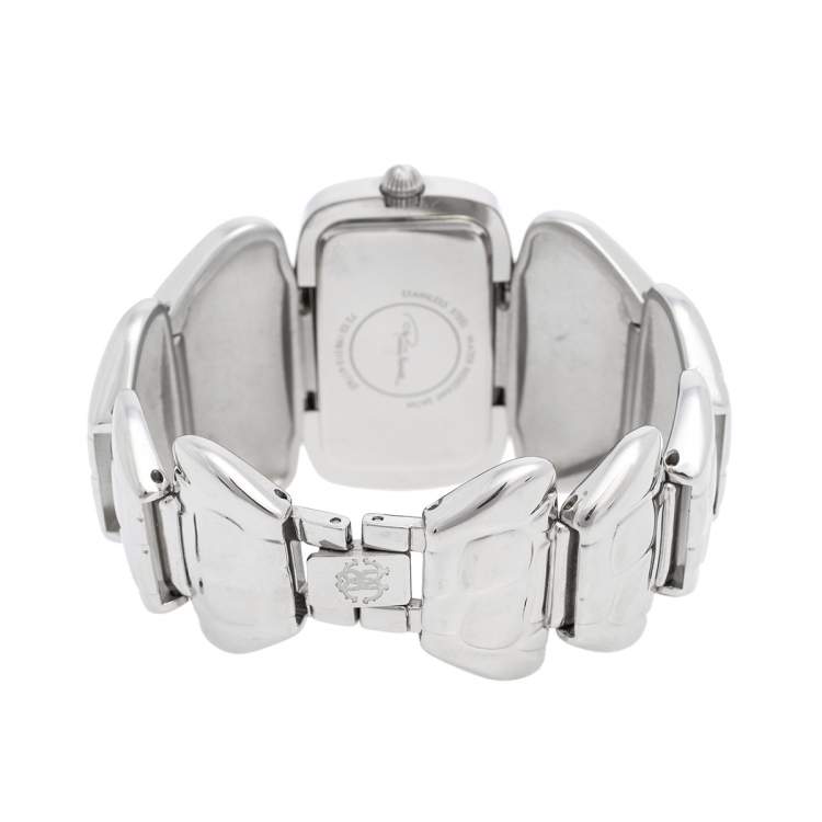 Pre Owned Roberto Cavalli Silver Stainless Steel R7253198015 Women's Wristwatch 38 mm 
