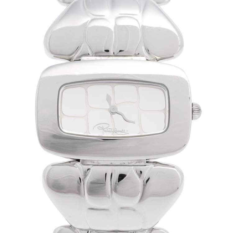 Pre Owned Roberto Cavalli Silver Stainless Steel R7253198015 Women's Wristwatch 38 mm 