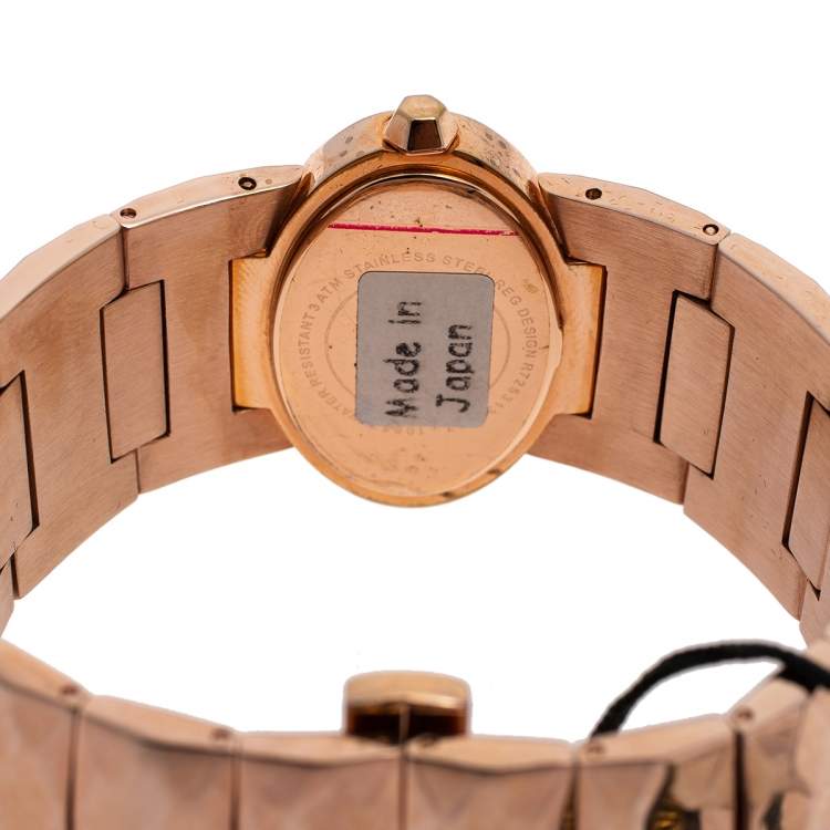 Pre Owned Roberto Cavalli Champagne Pink Rose Gold Plated Stainless Steel R7253133517 Women's Wristwatch 36 MM