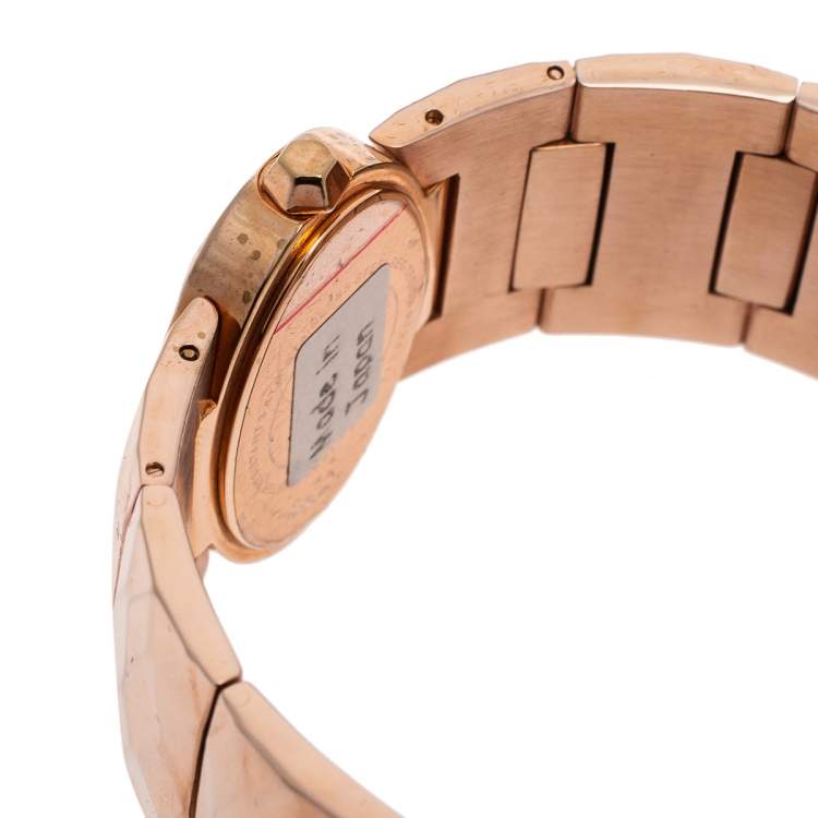Pre Owned Roberto Cavalli Champagne Pink Rose Gold Plated Stainless Steel R7253133517 Women's Wristwatch 36 MM