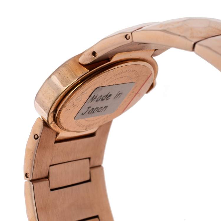 Pre Owned Roberto Cavalli Champagne Pink Rose Gold Plated Stainless Steel R7253133517 Women's Wristwatch 36 MM