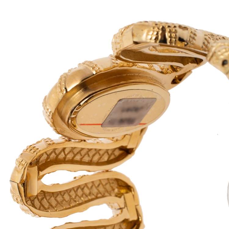 Pre Owned Roberto Cavalli Yellow Gold Plated Stainless Steel Cleopatra R7253195517 Women's Wristwatch 40 mm