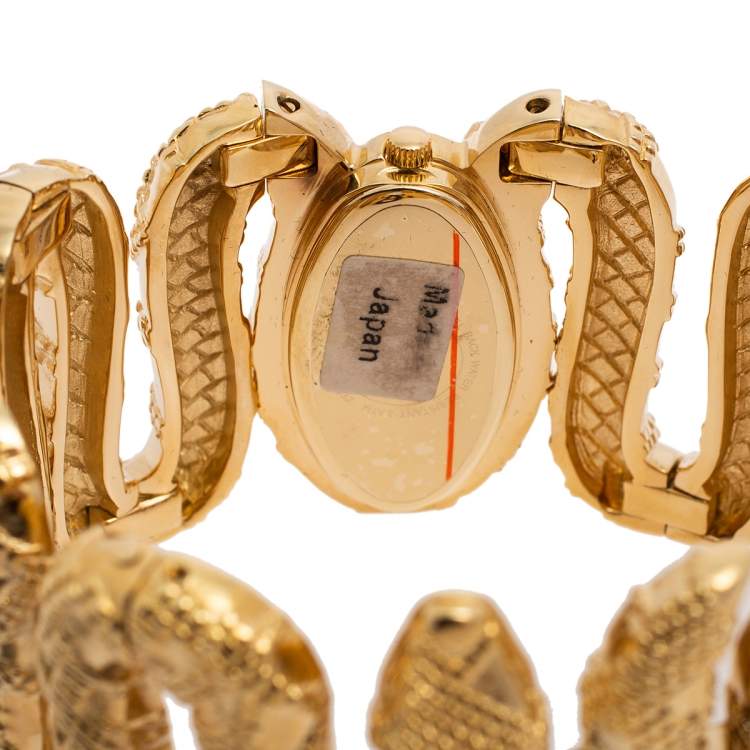 Pre Owned Roberto Cavalli Yellow Gold Plated Stainless Steel Cleopatra R7253195517 Women's Wristwatch 40 mm