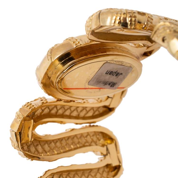 Pre Owned Roberto Cavalli Yellow Gold Plated Stainless Steel Cleopatra R7253195517 Women's Wristwatch 40 mm