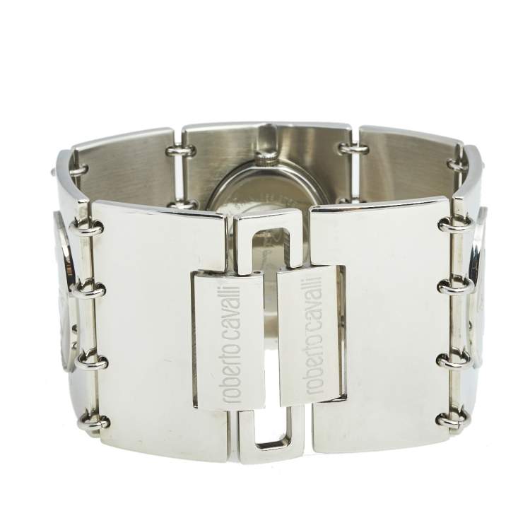 Pre Owned Roberto Cavalli Silver Stainless Steel R7253190515 Women's Wristwatch 40 mm