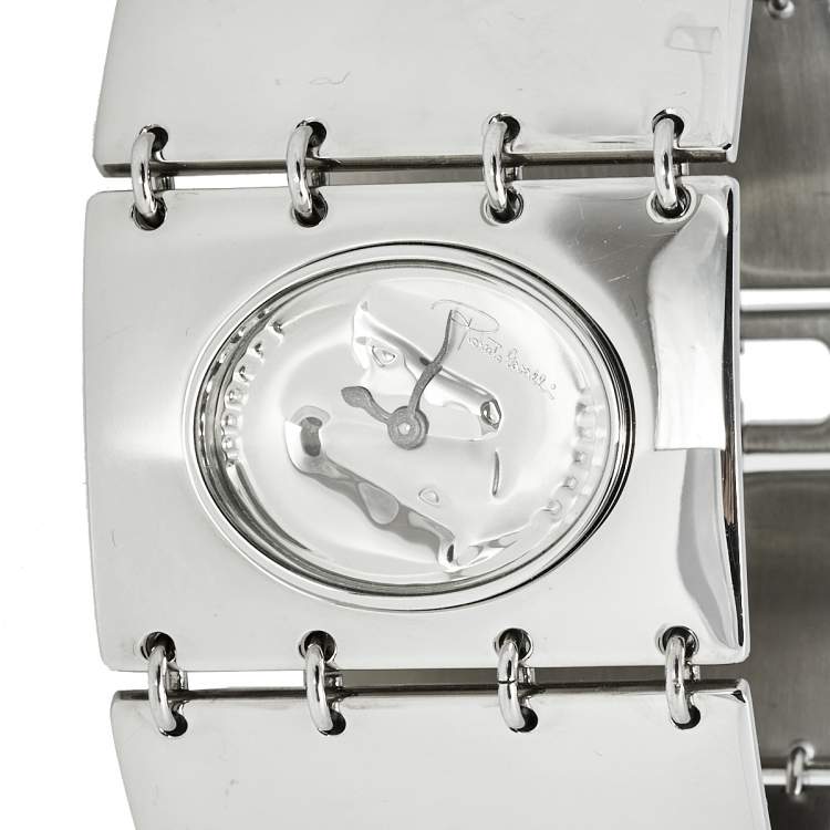 Pre Owned Roberto Cavalli Silver Stainless Steel R7253190515 Women's Wristwatch 40 mm