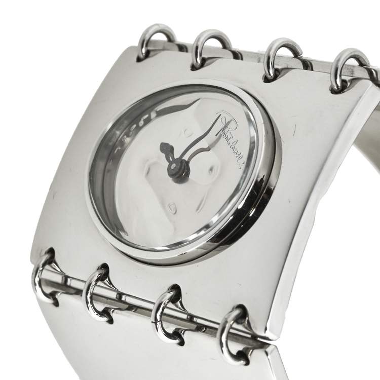Pre Owned Roberto Cavalli Silver Stainless Steel R7253190515 Women's Wristwatch 40 mm