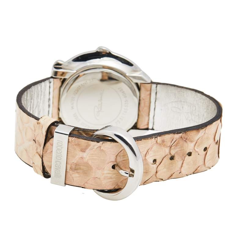 مملوكة مسبقًا Roberto Cavalli Brown Stainless Steel Python  R7251165535 Women's Wristwatch 38 mm