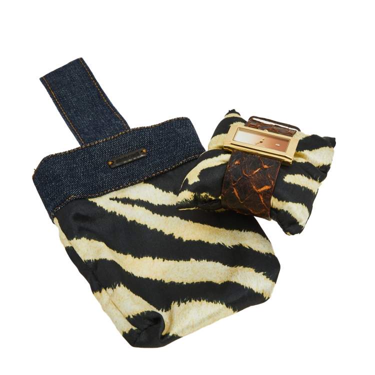 مملوكة مسبقًا Roberto Cavalli Multicolor Yellow gold Plated Stainless Steel Python R7251112017 Women's Wristwatch 44 mm