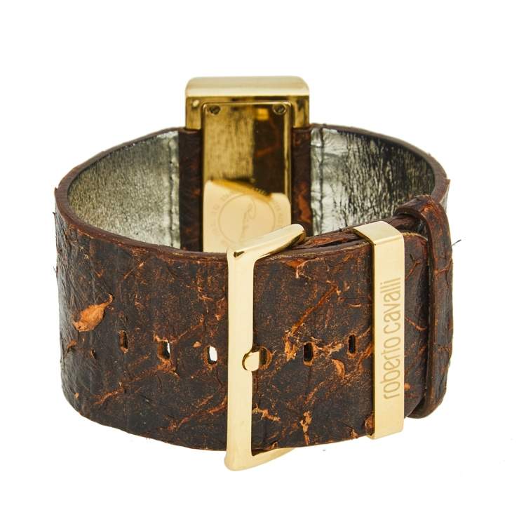 مملوكة مسبقًا Roberto Cavalli Multicolor Yellow gold Plated Stainless Steel Python R7251112017 Women's Wristwatch 44 mm