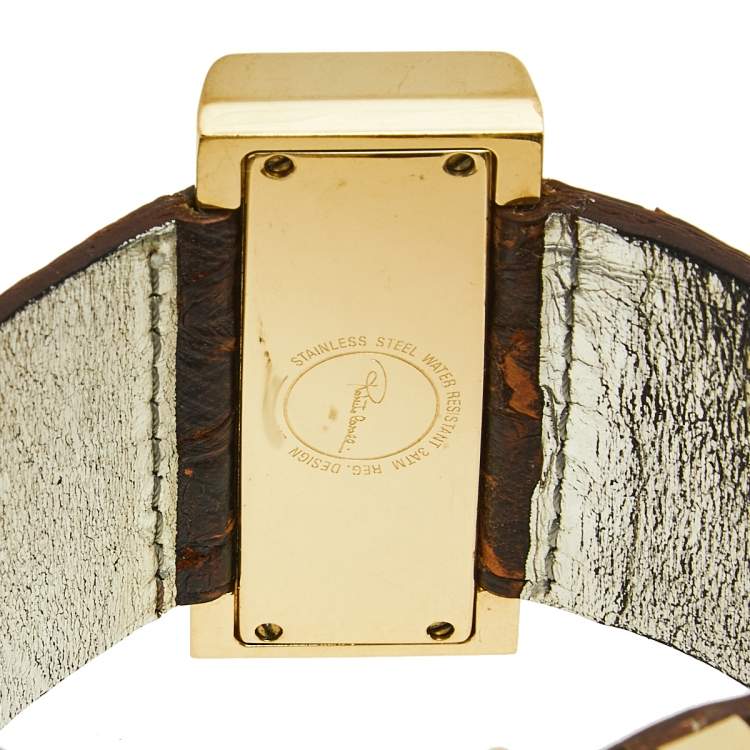 مملوكة مسبقًا Roberto Cavalli Multicolor Yellow gold Plated Stainless Steel Python R7251112017 Women's Wristwatch 44 mm