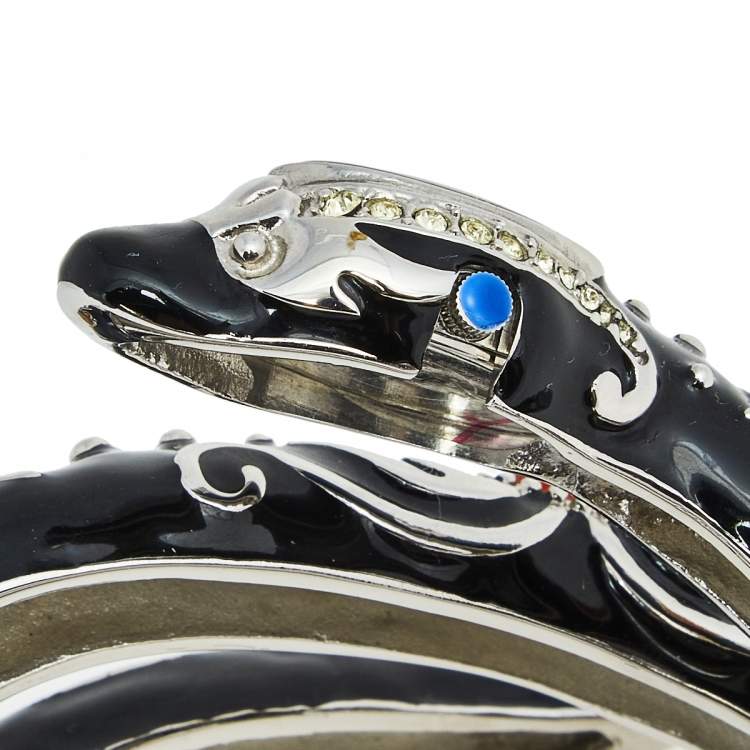 Pre Owned Roberto Cavalli Silver Stainless Steel Enamel Eva R7253132515 Women's Wristwatch 21 mm