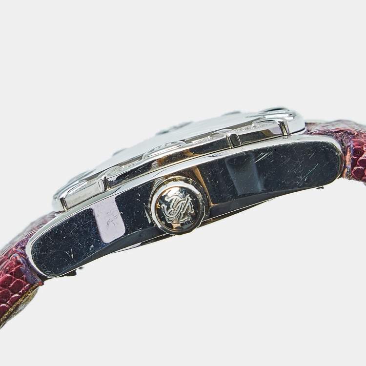 Pre Owned Roberto Cavalli Purple Stainless Steel Lizard Diamond Time R7251116555 Women's Wristwatch 38 mm