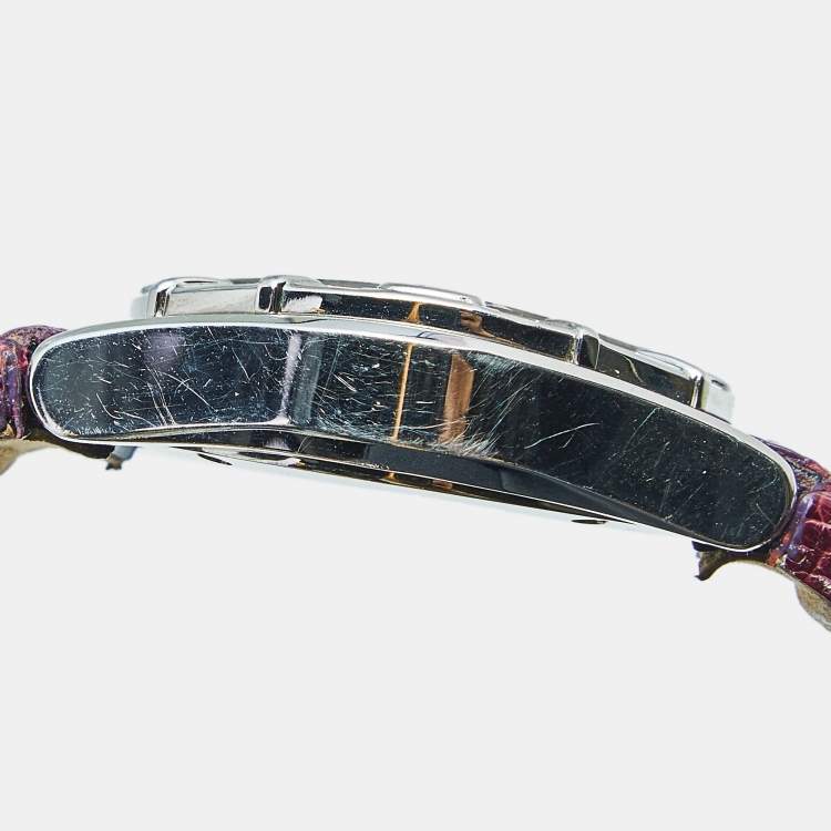 Pre Owned Roberto Cavalli Purple Stainless Steel Lizard Diamond Time R7251116555 Women's Wristwatch 38 mm