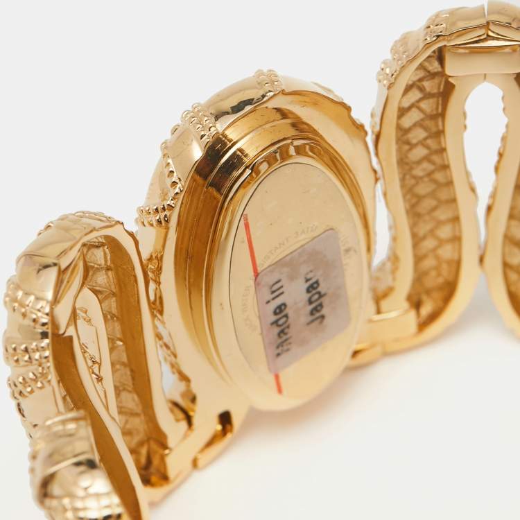 مملوكة مسبقًا Roberto Cavalli Champagne Gold Tone Stainless Steel R7253195517 Cleopatra Women's Wristwatch 40MM