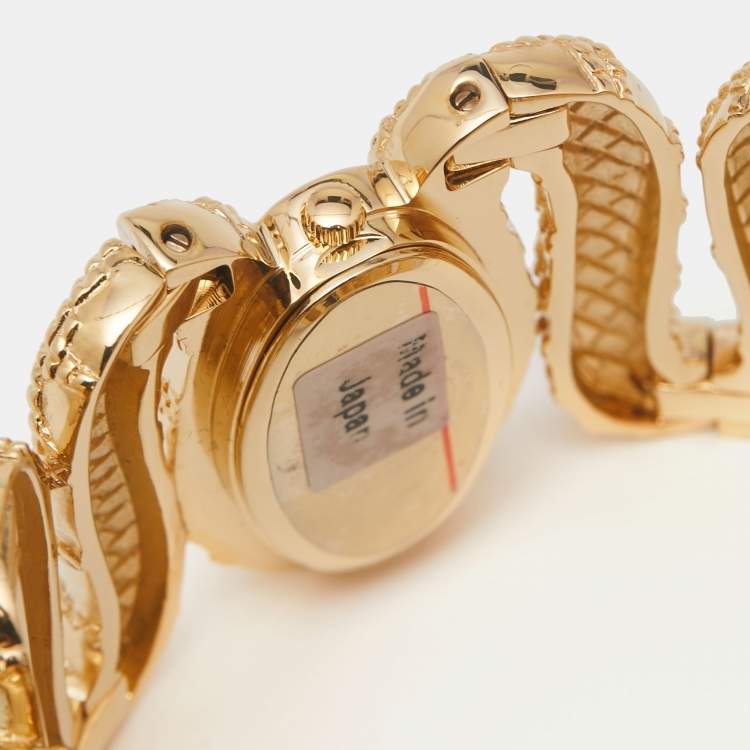 مملوكة مسبقًا Roberto Cavalli Champagne Gold Tone Stainless Steel R7253195517 Cleopatra Women's Wristwatch 40MM