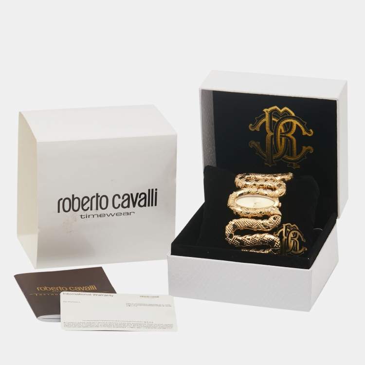 مملوكة مسبقًا Roberto Cavalli Champagne Gold Tone Stainless Steel R7253195517 Cleopatra Women's Wristwatch 40MM