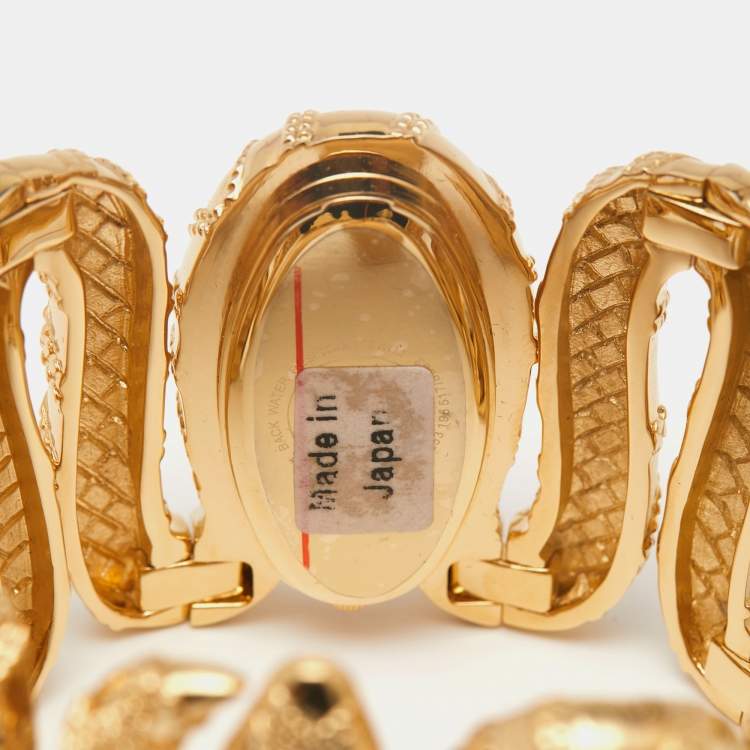 مملوكة مسبقًا Roberto Cavalli Champagne Gold Tone Stainless Steel R7253195517 Cleopatra Women's Wristwatch 40MM