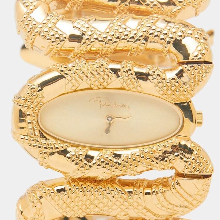 مملوكة مسبقًا Roberto Cavalli Champagne Gold Tone Stainless Steel R7253195517 Cleopatra Women's Wristwatch 40MM
