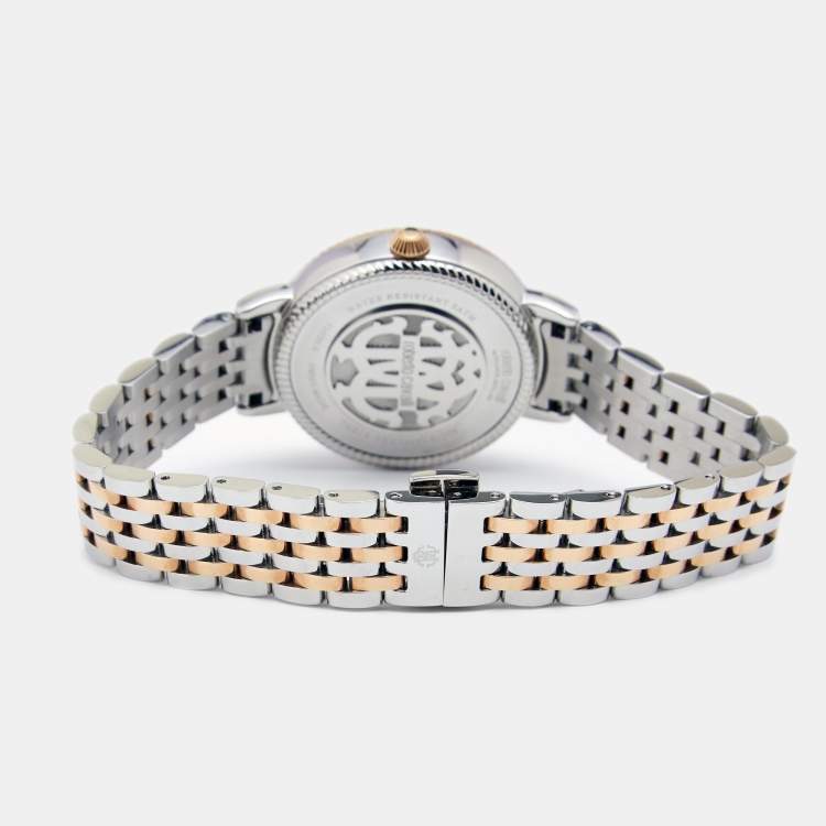 Pre Owned Roberto Cavalli By Franck Muller Two Tone Stainless Steel RC-20 Women's Wristwatch 34MM