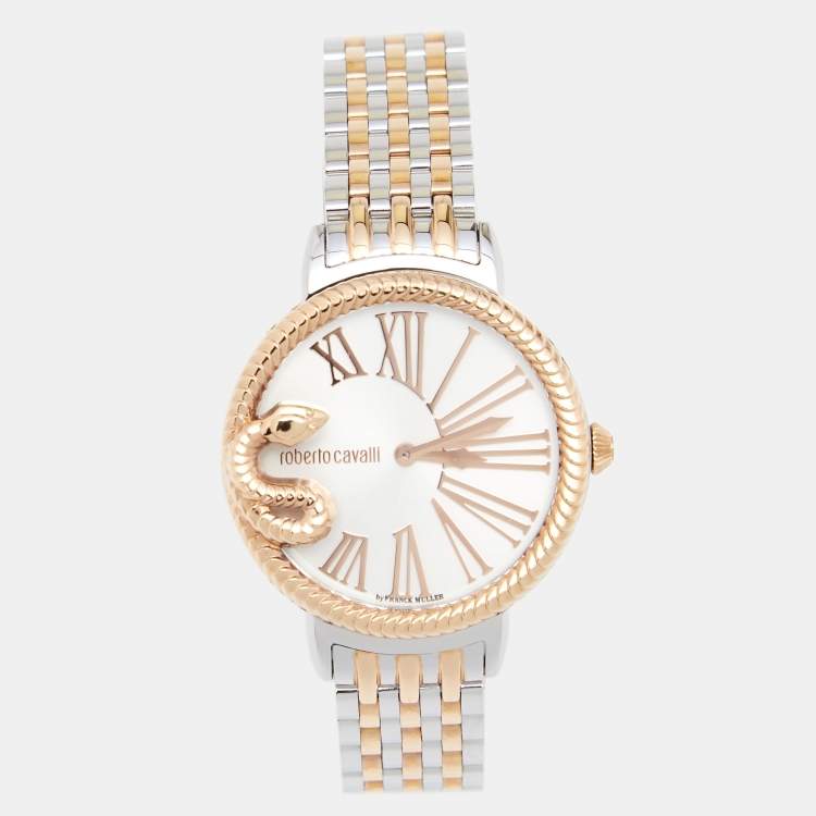 Pre Owned Roberto Cavalli By Franck Muller Two Tone Stainless Steel RC-20 Women's Wristwatch 34MM