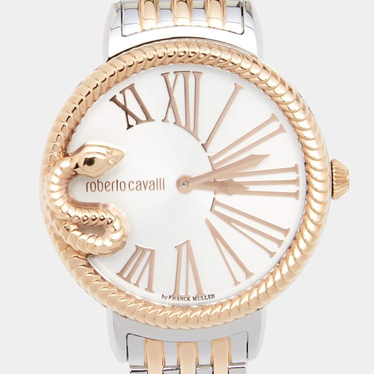 Pre Owned Roberto Cavalli By Franck Muller Two Tone Stainless Steel RC-20 Women's Wristwatch 34MM