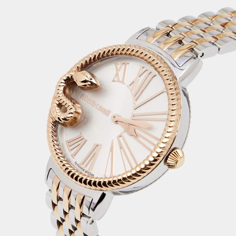 Pre Owned Roberto Cavalli By Franck Muller Two Tone Stainless Steel RC-20 Women's Wristwatch 34MM