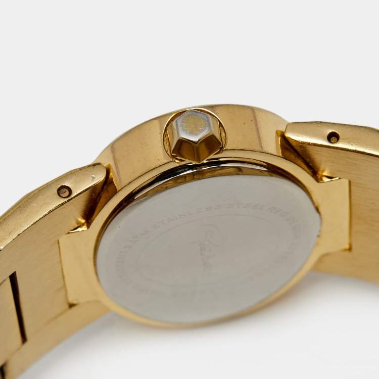 Pre Owned Roberto Cavalli Champagne Gold Plated Stainless Steel R7253133617 Women's Wristwatch 36 mm