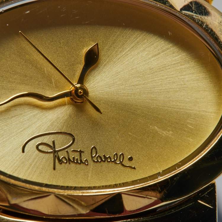 Pre Owned Roberto Cavalli Champagne Gold Plated Stainless Steel R7253133617 Women's Wristwatch 36 mm