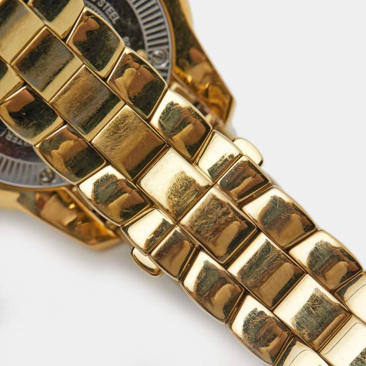 Pre Owned Roberto Cavalli Gold Plated Stainless Steel Tempus 51839 Women's Wristwatch 37 mm