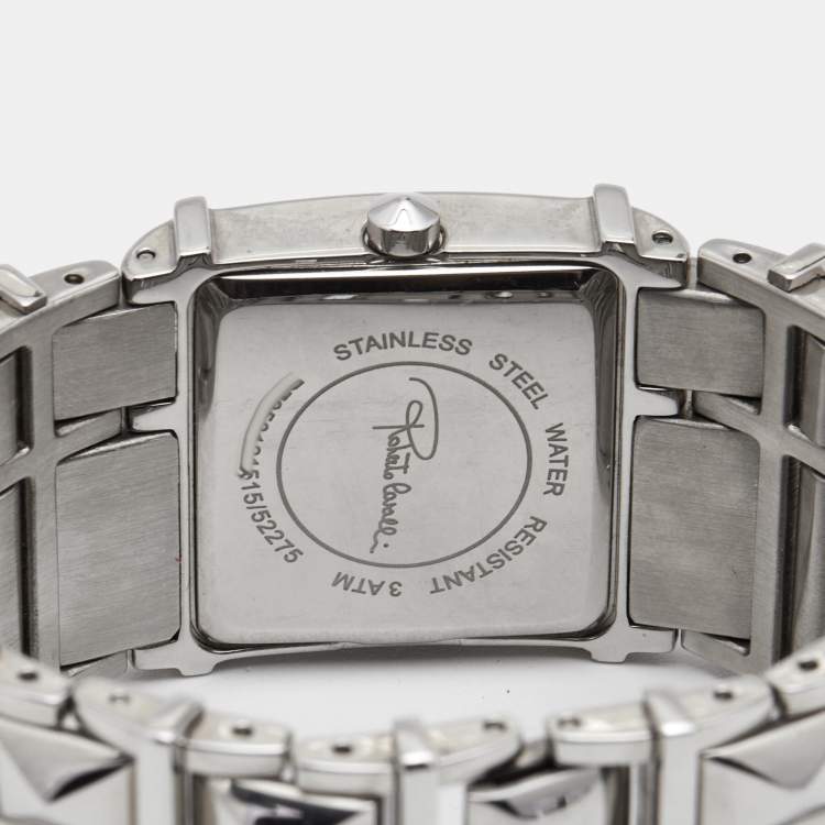 Pre Owned Roberto Cavalli Silver Stainless Steel Rock R7253121515 Women's Wristwatch 27 mm