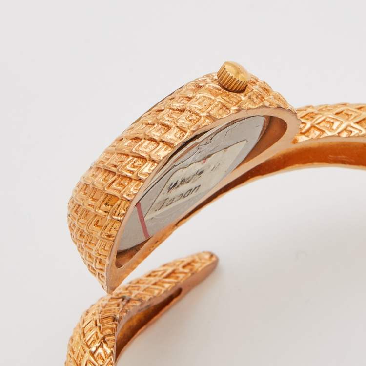 Pre Owned Roberto Cavalli Gold Plated Steel Wild Soul R7253126575 Women's Wristwatch 33 mm
