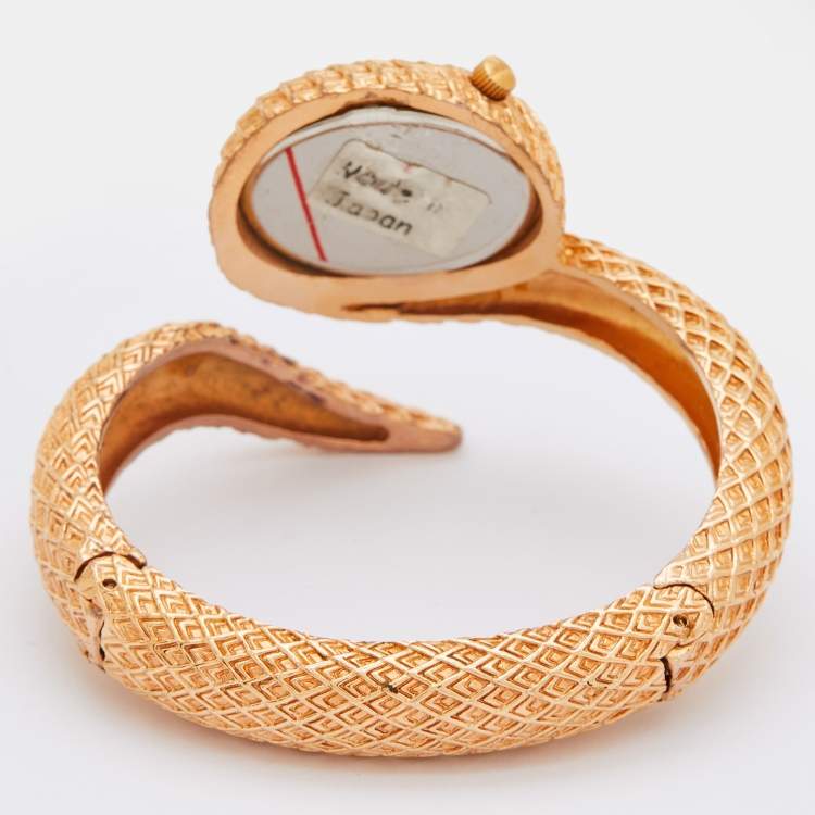 Pre Owned Roberto Cavalli Gold Plated Steel Wild Soul R7253126575 Women's Wristwatch 33 mm