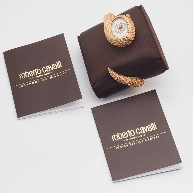 Pre Owned Roberto Cavalli Gold Plated Steel Wild Soul R7253126575 Women's Wristwatch 33 mm