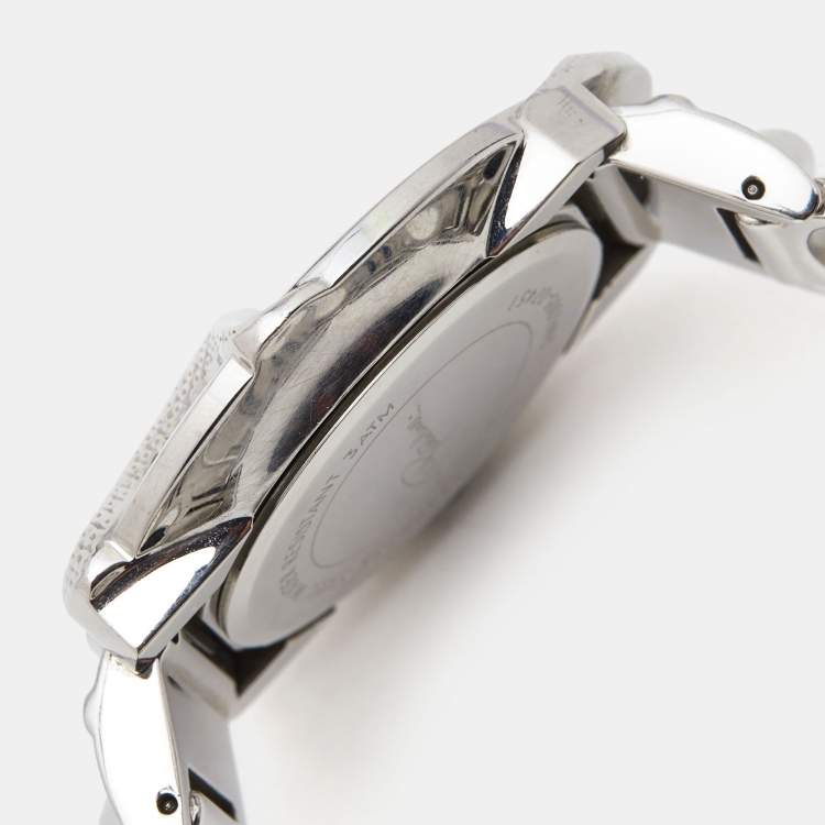 Pre Owned Roberto Cavalli Silver Stainless Steel Snake R7253165515 Women's Wristwatch 37 mm