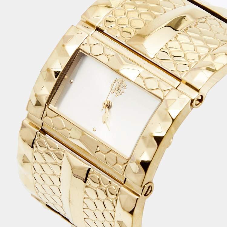 Pre Owned Roberto Cavalli Champagne Gold Plated Stainless Steel 7253272615 Women's Wristwatch 38 mm