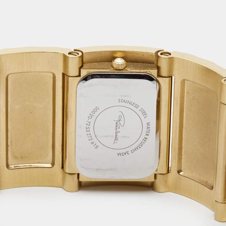 Pre Owned Roberto Cavalli Champagne Gold Plated Stainless Steel 7253272615 Women's Wristwatch 38 mm