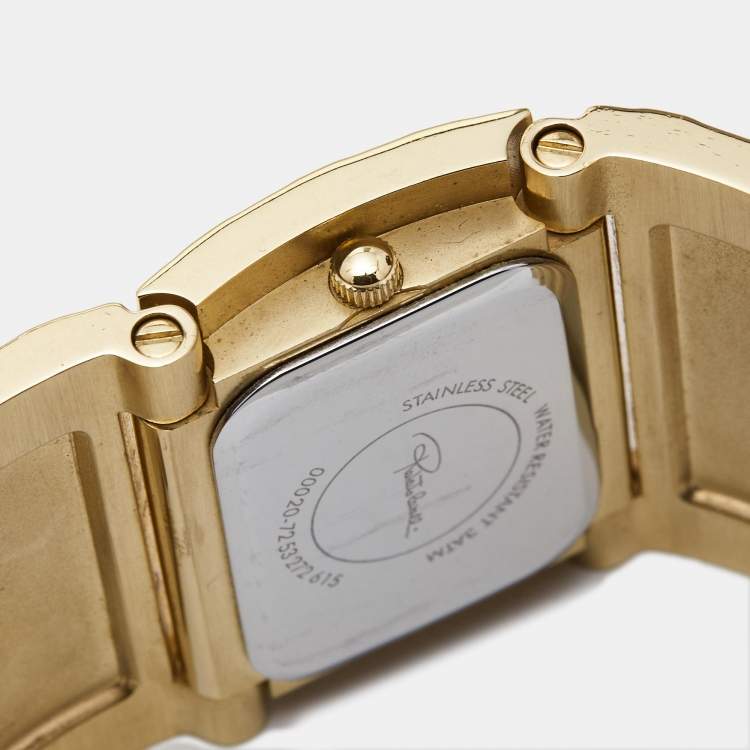 Pre Owned Roberto Cavalli Champagne Gold Plated Stainless Steel 7253272615 Women's Wristwatch 38 mm