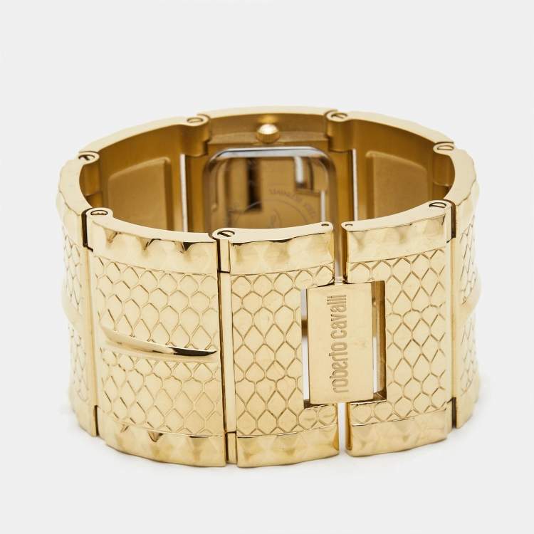 Pre Owned Roberto Cavalli Champagne Gold Plated Stainless Steel 7253272615 Women's Wristwatch 38 mm